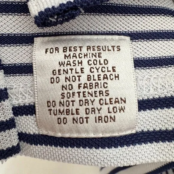 Peter Millar Mens LARGE Summer Comfort Polo Golf Shirt Striped White Blue Knit - Picture 4 of 4